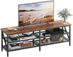 Mexin TV Stand for 65 75 Inch TV, 63 Inch TV Stand with Storage, TV Bench for Living Room and Bedroom, Modern TV Console, Entertainment Center, Rustic Brown