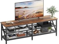 Mexin TV Stand for 65 75 Inch TV, 63 Inch TV Stand with Storage, TV Bench for Living Room and Bedroom, Modern TV Console, Entertainment Center, Rustic Brown