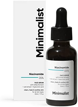 Minimalist 5% Niacinamide Serum for Face with Hyaluronic Acid for Clear Glowing Skin | Helps Reduce Dullness & Sun Damage, Hydrates & Repairs Skin Barrier | For Women & Men | 1 Fl Oz / 30 ml