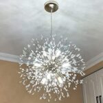 Mivenda Modern Crystal Chandeliers 9-Light Chrome Dandelion Light Fixture,Firework Chandelier,Personalized Ceiling Hanging Lighting for Bedroom,Dining Room,Kitchen,Aisle Chandelier