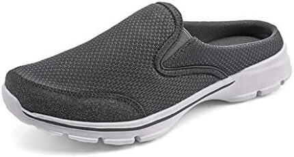 MizHome Men's Open Back Sneaker Clogs Knit Mules Shoes Lightweight Breathable Slippers