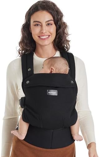 Momcozy Baby Carrier Newborn to Toddler - Ergonomic, Cozy and Lightweight Infant Carrier for 7-44lbs, Effortless to Put On, Ideal for Hands-Free Parenting, Enhanced Lumbar Support, Black