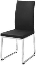 Monarch Specialties I 1092 Dining Chair, Set of 2, Side, Upholstered, Kitchen, Dining Room, Pu Leather Look, Metal, Black, Chrome, Contemporary, Modern