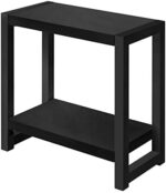 Monarch Specialties I 2081 Accent Table, Side, End, Narrow, Small, 2 Tier, Living Room, Bedroom, Metal, Laminate, Black, Contemporary, Modern