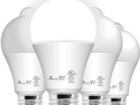 Motion Sensor Light Bulb- 4 Pack, AmeriTop 10W(60W Equivalent) 806lm Motion Activated Dusk to Dawn Security LED Bulb; UL Listed, A19, E26, Auto On/Off Indoor Outdoor Lighting (5000K Daylight)