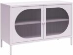 Mr. Kate Luna Wide 2 Door Accent Cabinet with Fluted Glass, Lilac