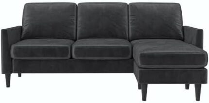 Mr. Kate Winston Reversible Sofa Sectional, Dark Gray Velvet