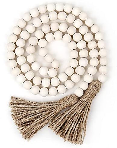 NAGUA 58” Wood Bead Garland Wall Hanging Decor Coffee Table Decor Farmhouse Beads Home Decor for Living Room, Shelf, Tiered Tray, Rustic Boho Decor Wall Hanging Accent