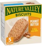 NATURE VALLEY Peanut Butter Biscuits, Snacks, Oat Biscuits with Peanut Butter Filling, No Artificial Colours, No Artificial Flavours, Pack of 5 Biscuits