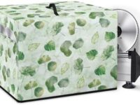 NETILGEN Food Deli Slicer Dust Cover Dust-Proof Stain Resistant Washable Electric Appliance Protective Cover Bag for Home Kitchen Decor, 16" L x 13" W x 13" H, Green Leaf Lotus Leaf