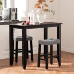 Nathaniel Home 3 Piece Dining Table Set, Counter Height Dining Furniture One Bench and Two Saddle Stools, Compact, Space-Saving Design, Small Space, Apartment, Condo, Dorm Rooms (Oak 61219-78)