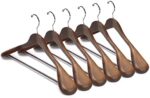 Nature Smile Luxury Wooden Suit Hangers 12 Pack Wood Coat Hangers Jacket Outerwear Shirt Hangers,with Extra-Wide Shoulder, 360 Degree Swivel Hooks & Anti-Slip Bar with Screw(Retro Color)