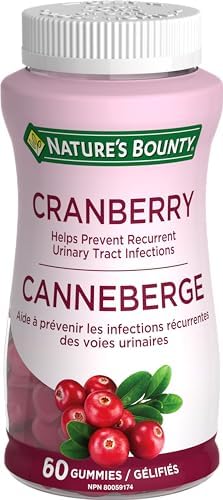 Nature's Bounty Cranberry Gummies Herbal Supplement, Helps Prevent Recurrent UTIs, 60 Gummies, Multi-colored