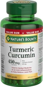 Nature's Bounty Turmeric Curcumin Pills and Herbal Health Supplement, Helps Relieve Joint Pain, Source of Antioxidants, 450mg, 120 Capsules, Multi-colored