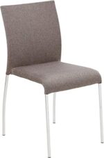 OSP Home Furnishings Conway Upholstered Stacking Chair with Chrome Legs, 2-Pack, Smoke