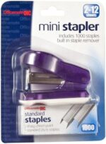 Officemate OIC Mini Stapler with 1000 Standard Staples, Comes in Assorted Colors - Red/Orange/Blue/Green/Purple (97753)