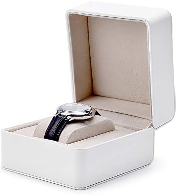 Oirlv Watch Box Leather Traveling Jewelry Watch Case Microfiber Lining Single Wristwatch Display Holder for Women Men(White)