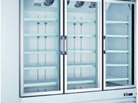 Omcan 50052 Commercial Reach In Refrigerator 78 inch 3 Door Swing Glass Cooler