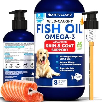 Omega 3 Fish Oil for Dogs - Better Than Salmon Oil for Dogs - Dog Fish Oil EPA DHA- Fish Oil Liquid for Pets - Skin and Coat Food Supplement for Dogs - Allergy, Itch, Shedding, Dry Skin 8 OZ