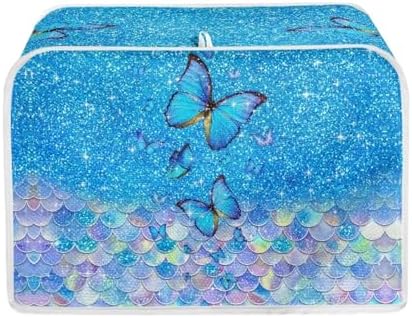 PCSJRKG Butterfly Toaster Cover, Mermaid Print Toaster Oven Cover Dustproof Home Kitchen Appliance Covers Universal Fit Most Standard 2 Slice Toaster, Blue