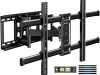 PERLESMITH Full Motion TV Wall Mount for 37-82 inch Flat Screen TVs up to 132 lbs, Max VESA 600x400mm, TV Mount Wall Bracket with Dual Articulating Arms, Tilt, Swivel, Extension, 12” 16" Wood Studs