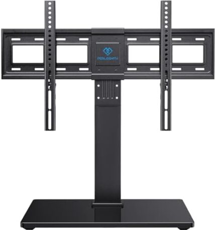 PERLESMITH Universal Swivel TV Stand/Base - Table Top TV Stand for 37-75 inch LCD LED TVs - Height Adjustable TV Mount Stand with Tempered Glass Base, VESA 600x400mm, Holds up to 88lbs, PSTVS13