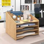 PUNCIA Office Wood Desktop Letter Tray Paper Storage Holder Desk File Folder Organizer Supplies for Office, School and Home