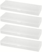 Pencil Cases, Plastic Pencil Box Translucent Frosted Stationery Case Office Supplies with Hinged Lid and Snap Closure for Pens White 4PCS