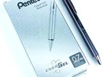 Pentel EnerGel Alloy Retractable Premium Liquid Gel Pen, All Metal Body, Gifts, Everyday Writing, Office Supplies, 0.7mm Medium Point, Brown Barrel, Black Ink, BL407MA-A, Box of 12