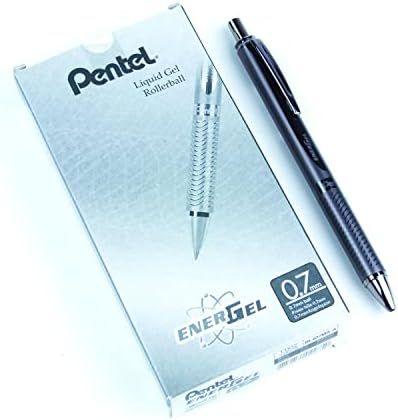 Pentel EnerGel Alloy Retractable Premium Liquid Gel Pen, All Metal Body, Gifts, Everyday Writing, Office Supplies, 0.7mm Medium Point, Brown Barrel, Black Ink, BL407MA-A, Box of 12