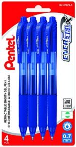 Pentel EnerGel-X Retractable Liquid Gel Rollerball Pen, Everyday Writing, Office Supplies, School Supplies, 0.7mm Medium Point, Blue Ink, BL107BP4-C, 4 Pack