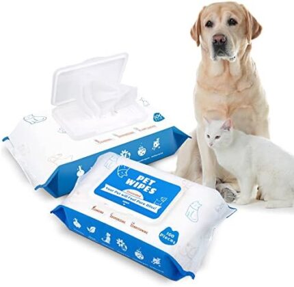 Pet Wipes for Dogs and Cats - 200 Count (2 Packs) Unscented Cat Cleaning Wipes - Plant-Based, Large & Thick for Paws, Butt, Face & Body - Fast Bath Puppy Wipes with Vitamin E & Chamomile