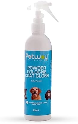 Petcare Powder Cologne Coat Gloss – 250 ml, Natural Cosmetic Dog cologne spray, Dog Show Gloss with a Soft Baby Powder Fragrance, Pet Odour Eliminator and Dog Grooming Spray