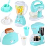 Play Kitchen Appliances Toy Set, Kids Kitchen Accessories Pretend Play Kitchen Toys Playset with Coffee Maker, Blender, Mixer and Toaster for Kids Ages 3-8 Christmas Birthday Party Gift