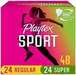 Playtex Sport Tampons, Regular and Super Absorbency, 48 Tampons