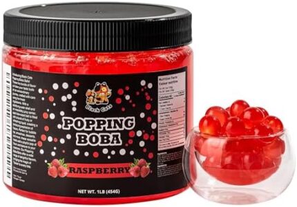 Popping Boba Pearls | 1LB (454g) | Bursting Tea Balls for Drinks, Desserts, Smoothies, and Snack Toppings | Bubble Tea Tapioca Pearls Mix Kit (Raspberry)