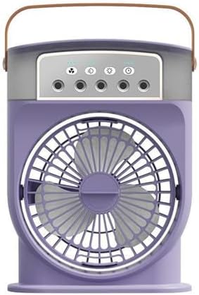 Portable Air Conditioners Cooling Fan, Upgraded Evaporative Mini Air Conditioner with USB Battery Powered & 3 Cool Mist & Speeds, 7 Night Light, Personal Air Cooler for Bedroom Office Camping (Purple)