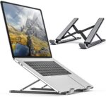 Portable Laptop Stand Foldable Adjustable Laptop Stand Holder Universal Ergonomic Aluminium Alloy Travel Mini Ventilated Notebook Stand for Macbook Notebook Computer PC iPad Tablet with Flannelette Bag