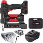 Powertough 20v Cordless Staple Gun Brad Nailer 2 in 1,1 Hour Fast Charger,2000MA Lithium Battery 2000pcs Free Staples(90 4/5”1000+18GA 1”x1000) in Tool Case