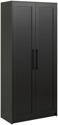 Prepac Elite Premium Home Storage Cabinet with Doors and Shelves, Black Storage Cabinet, Bathroom Cabinet, Pantry Cabinet with 5 Shelves 16" D x 32" W x 72" H, BSCR-1901-1