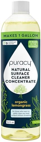 Puracy 99.9% Natural All Purpose Cleaner Concentrate - Makes 128oz Multi Purpose Cleaner - Organic Lemongrass - Surface Cleaner, Floor Cleaner, Kitchen, Cleaner, Bathroom Cleaner - Cleaning supplies