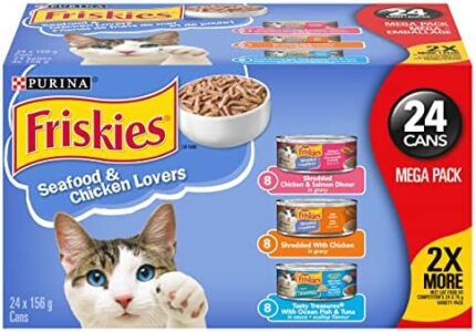 Purina Friskies Seafood & Chicken Lovers Wet Cat Food Variety Pack 24 x 156g Cans, Brown (45078)