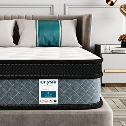 Queen Mattress, Crystli 10 Inch Responsive Memory Foam Mattress, Hybrid Innerspring Mattress in a Box, Sleep Cooler with More Pressure Relief & Support