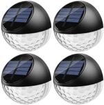 Quntis Solar Lights Outdoor 4Pack,IP65 Waterproof Solar Fence Lights,Auto On/Off LED Solar Lights,Warm White Solar Garden Lights for Wall Deck Post Patio Yard Stairway Path Porch