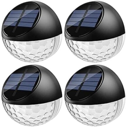 Quntis Solar Lights Outdoor 4Pack,IP65 Waterproof Solar Fence Lights,Auto On/Off LED Solar Lights,Warm White Solar Garden Lights for Wall Deck Post Patio Yard Stairway Path Porch