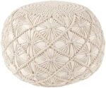 RIANGI Ottoman Pouf - Macrame Boho Pouf Ottoman Foot Rest - Poofy Ottoman for Couch - Elegant Poofs/Ottomans Furniture - Perfect Poufs for Living Room - Premium Quality Pouffe Accent Piece