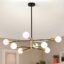 RUIYEY Sputnik Chandeliers Mid Century Modern Chandelier 8-Light Gold and Black Farmhouse Chandelier Ceiling Light Fixtures for Dining Room Kitchen Island Living Room