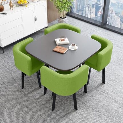 Reception Table and Chair Combination,Dining Table Set with 4 Chair,Small Office Conference Room Tables and Chairs,Space-Saving Furniture Office Conference Tables,for Kitchen Lounge Living R