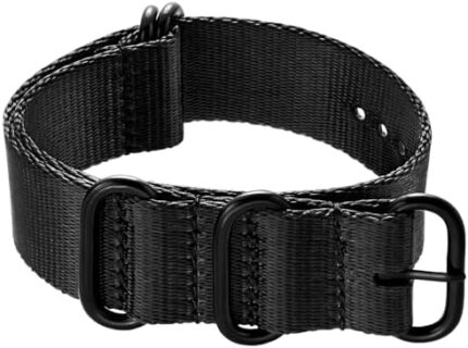 Ritche 18mm 20mm 22mm 24mm Military Ballistic Nylon Strap With Black Heavy Buckle Watch Band (Glossy Buckle), Valentine's day gifts for him or her