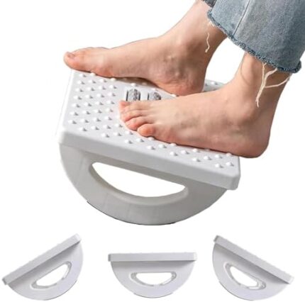 Rocking Foot Rest Under Desk with Foot Massage- Comfortable Foot Stool Ergonomic Footrest,Feet Stand for Office & Home (White)